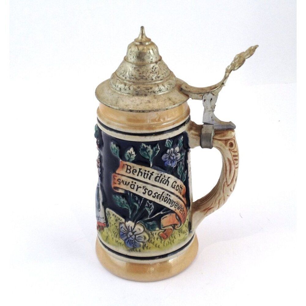 Stein West Germany Behüt Dich Gott Beer Mug MultiColored 4.5" Tall